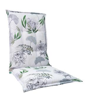 2 x Dehner Hochlehnerauflage Puglia, ca. B50/H6/T121 cm, Hellgrau / Grün - Baumwolle Polyester Viskose - Mindestbestellmenge: 2 Stk.