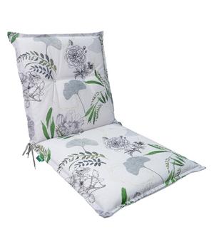 2 x Dehner Niederlehnerauflage Puglia, ca. B50/H6/T102 cm, Hellgrau / Grün - Baumwolle Polyester Viskose - Mindestbestellmenge: 2 Stk.