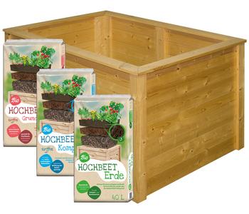 Floragard Hochbeet-Set Universal inkl. 540 l Bio-Füllung, ca. B120/H80/T80 cm