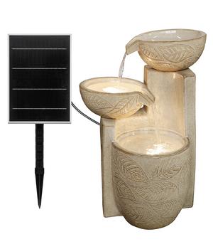 Dehner Keramik-Solarbrunnen Casca, ca. H65,5 cm, Hellgrau - Keramik