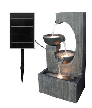 Dehner Polyresin-Solarbrunnen Lorca, ca. H81 cm, Grau - Polyresin