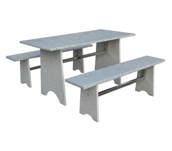 Dehner Gartenmöbel-Set aus Granit, 3-teilig, Grau - Granit