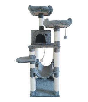 Dehner Lieblinge Kratzbaum Akiro, ca. B50/H150/T50 cm, Grau / Beige - MDF Sisal Polyester