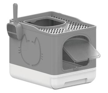 Dehner Lieblinge Katzentoilette Nala, ca. B38,8/H40,7/T49,6 cm, Grau / Weiß - Kunststoff