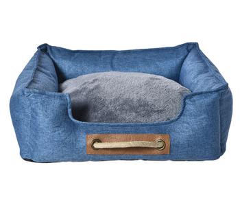 Dehner Lieblinge Kuschelbett Cyrus, rechteckig, blau - Polyester / Polypropylen