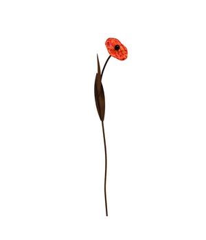 Ferrum Metall/Glas-Mohnblume, ca. H70 cm, Braun / Rot - Metall Glas