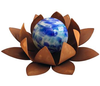 Ferrum Metall-Seerose mit Glaskugel, ca. H15 cm