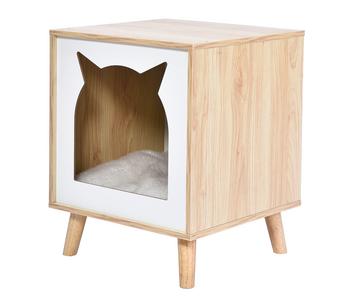 Dehner Lieblinge Kuschelhöhle Dexi, weiß/braun, ca. B40/H50/T40 cm, Weiß / Braun - Plüsch MDF