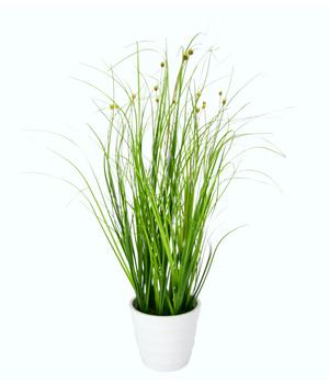 I.GE.A. Kunstpflanze Grasbusch im Kunststoff-Topf, ca. H45 cm, Grün - Kunststoff, Polyester