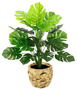 I.GE.A. Kunstpflanze Monstera im Wasserhyazinthentopf, ca. H46 cm, Grün - Kunststoff, Metall, Polyester