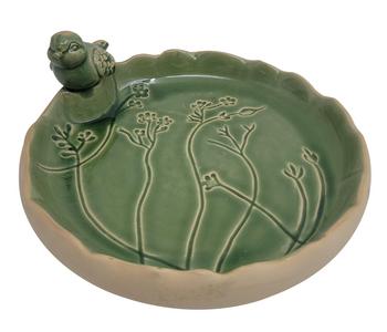 Dehner Natura Premium Vogeltränke Fortaleza, ca. B28,5/H11,5/T27,5 cm, Schilfgrün - Steinzeug