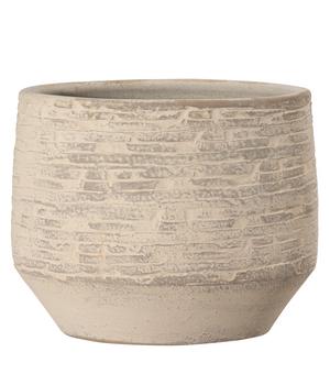 Dehner Keramik-Übertopf Tristan, bauchig, creme/braun