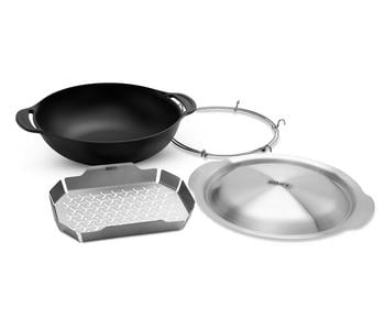 Weber Crafted Wok, Schwarz / Silber - Gusseisen Edelstahl
