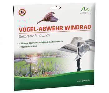 Gardigo Vogel-Abwehr Windrad, ca. H40 cm, Silber / Schwarz - Polyethylen
