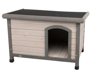 Trixie Hundehütte Classic mit Flachdach, grau - Kiefernholz