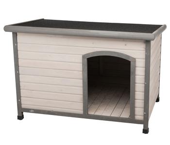 Trixie Hundehütte Classic mit Flachdach, grau - Kiefernholz