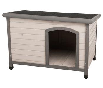 Trixie Hundehütte Classic mit Flachdach, grau - Kiefernholz
