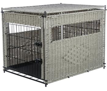Trixie Hundekäfig Home Kennel, Polyrattan, ca. B58/H60/T77 cm, Hellgrau - Metall, Kunststoff