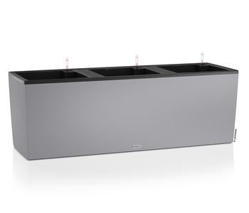 LECHUZA Kunststoff-Kasten Trio Stone inkl. Pflanzeinsatz, rechteckig, ca. B132,5/H46,5/T44,5 cm, Grau - Kunststoff