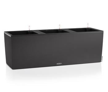 LECHUZA Kunststoff-Kasten Trio Stone inkl. Pflanzeinsatz, rechteckig, ca. B132,5/H46,5/T44,5 cm, Schwarz - Kunststoff
