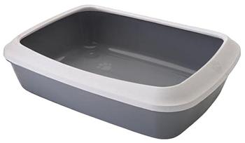 SAVIC Katzentoilette Iriz mit Rand, Grau / Schwarz - Kunststoff