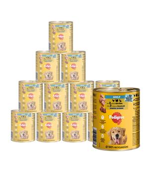 Pedigree® Nassfutter für Hunde Adult mit 3 Sorten Geflügel in Pastete, 12x800 g