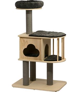 dobar petlife Kratzbaum Mila, braun, ca. B68/H116/T48 cm, Hellbraun / Dunkelbraun - Holz Sisal Plüsch