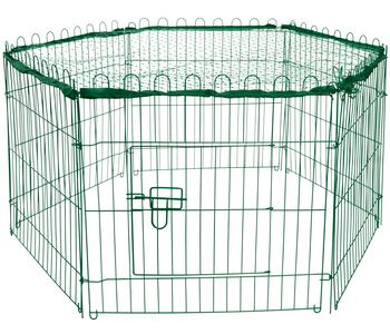dobar petlife Freilaufgehege mit Netz, ca. B112/H56/T98 cm, Grün - Metall, Nylon