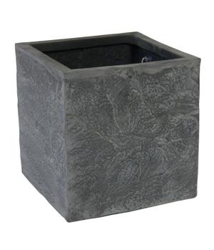 Eastwest Fiberglas-Pflanzkübel Rocks, quadratisch, grau - Fiberglas