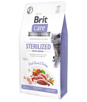 Brit Care Trockenfutter für Katzen Sterilized Weight Control Adult, Ente & Truthahn