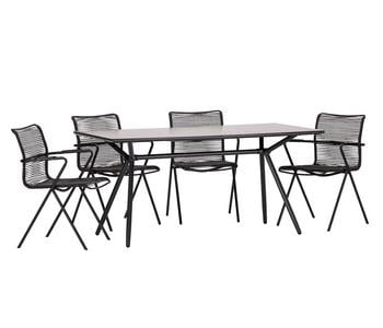 Acamp Gartenmöbel-Set Alpha, bespannt, 5-teilig, Anthrazit - Stahl / Polyester Sicherheitsglas