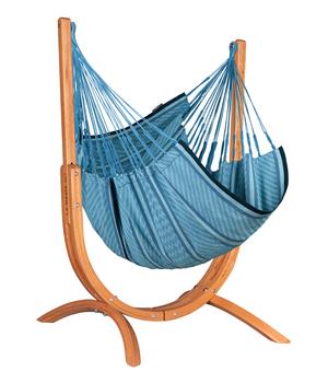 La Siesta Hängesessel Udine, Blau - Baumwolle / Eukalyptusholz