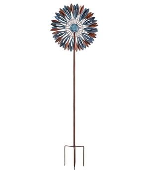 Dehner Riesen Windrad, bronze/blau, ca. Ø61/H213 cm