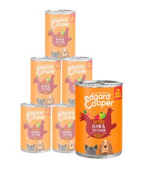 Edgard & Cooper Nassfutter für Hunde, Saftiges Huhn & Truthahn Adult, 6 x 400 g