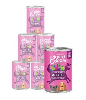 Edgard & Cooper Nassfutter für Hunde, Schmackhaftes Wild & Ente Adult, 6 x 400 g