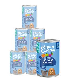 Edgard & Cooper Nassfutter für Hunde, Delikater ASC Lachs & Truthahn Adult, 6 x 400 g