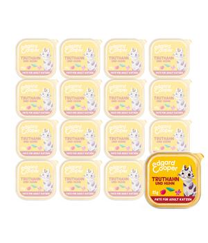 Edgard & Cooper Nassfutter für Katzen Freilauftruthahn & Freilaufhuhn Paté Adult, 16 x 85 g