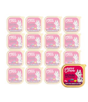Edgard & Cooper Nassfutter für Katzen Freilaufhuhn & Freilauftruthahn Paté, Senior, 16 x 85 g