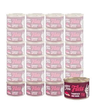 Edgard & Cooper Nassfutter für Katzen Wildfang-Thunfisch & Freilaufhuhn Filets, 24 x 70 g