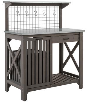 Dehner Holz-Pflanztisch - Gartentisch Ottawa, grau, ca. B110/H134,5/T55 cm