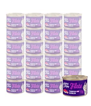 Edgard & Cooper Nassfutter für Katzen Wildfang-Thunfisch & Garnele Filets, 24 x 70 g