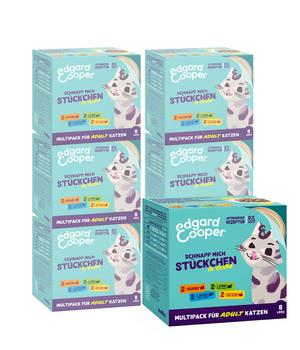 Edgard & Cooper Nassfutter für Katzen Mischpaket Stückchen in Soße Adult, 6 x 8x85 g