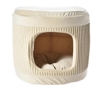 Dehner Lieblinge Kuschelhöhle Baroque 2 in 1, oval, beige, ca. B40/H35/T36 cm