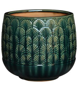 Dehner Keramik-Pflanztopf Peacock, rund, grün