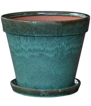 Dehner Keramik-Pflanztopf Leoni inkl. Untersetzer, konisch, ca. Ø15,5/H13 cm