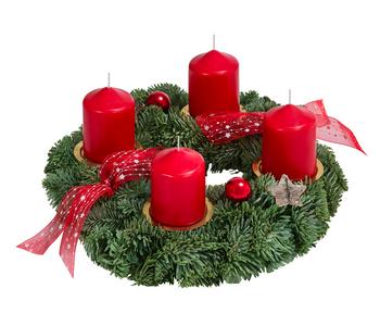 Adventskranz, rot, ca. Ø25/H12 cm
