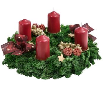 Adventskranz, rot, ca. Ø30/H14 cm