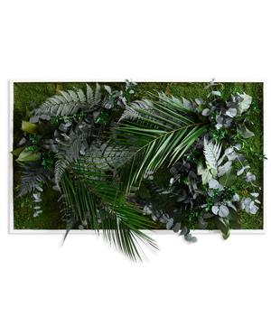 styleGREEN Bild im Dschungeldesign, rechteckig, ca. B100/H60/T20 cm, Grün, Dunkelgrün - Moos, Naturmaterial, Holz