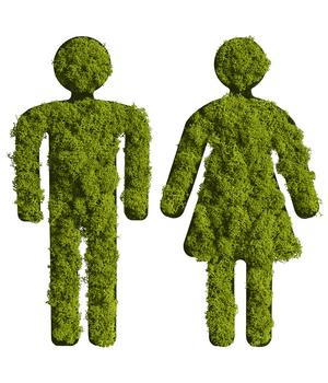 styleGREEN Toiletten-Set aus Islandmoos, ca. H24 cm, 2-teilig, Grün, Hellgrün - Moos, Kork