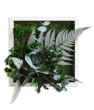 styleGREEN Bild im Dschungeldesign, quadratisch, ca. B22/H22/T16 cm, Hellgrün, Dunkelgrün - Moos, Naturmaterial, Holz